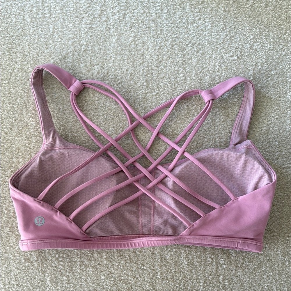 lululemon athletica bubblegum pink free to be wild Strappy Sports Bra
